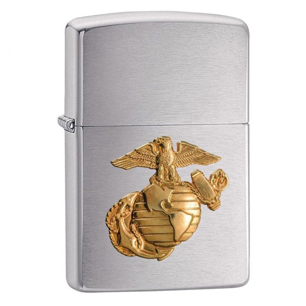 Zippo® - Marines Crest Emblem Brushed Chrome Lighter