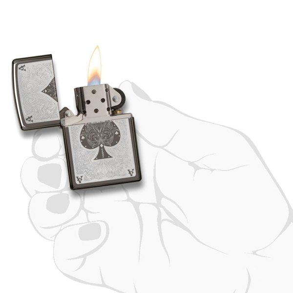 ZIPPOライター Zippo® 28323 - Ace Filigree Black Ice Lighter - MOTORCYCLEiD.com