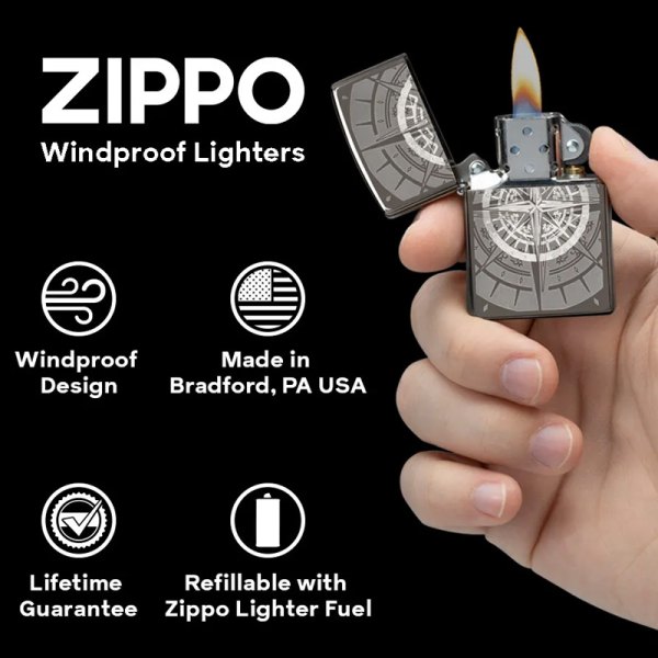 Zippo® 29232 - Black Ice™ Compass Lighter - MOTORCYCLEiD.com