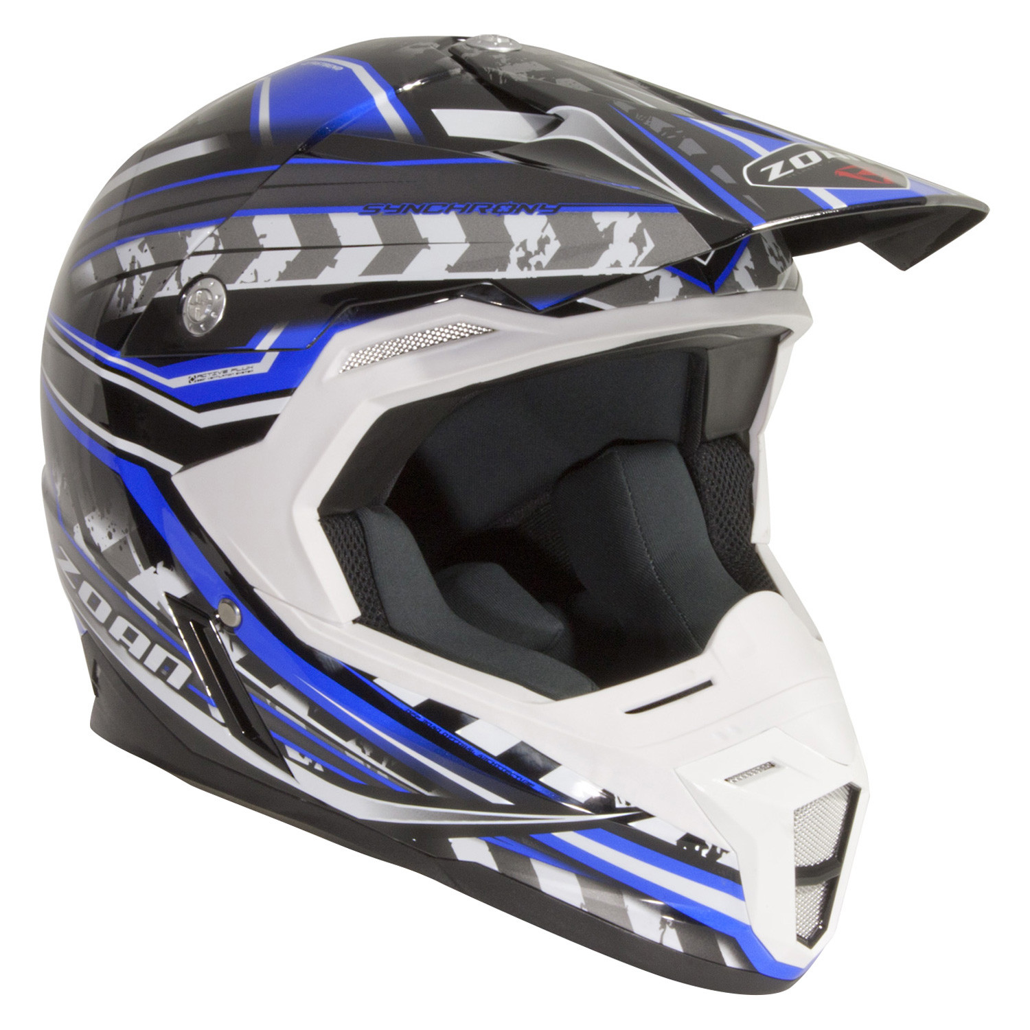black and blue motocross helmet